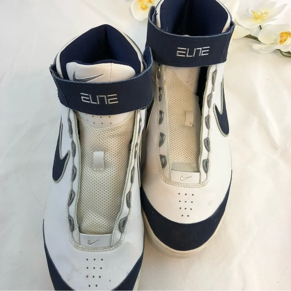 Nike Air Elite White Leather and Blue Logo Men's US 11 High Top - Picture 4 of 7